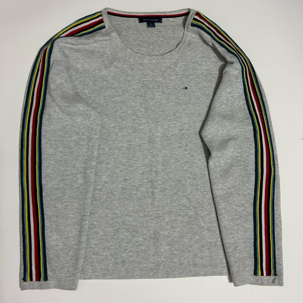 Tommy Hilfiger Grey Rainbow/Colorful Stripes Women’s Sweater Size M